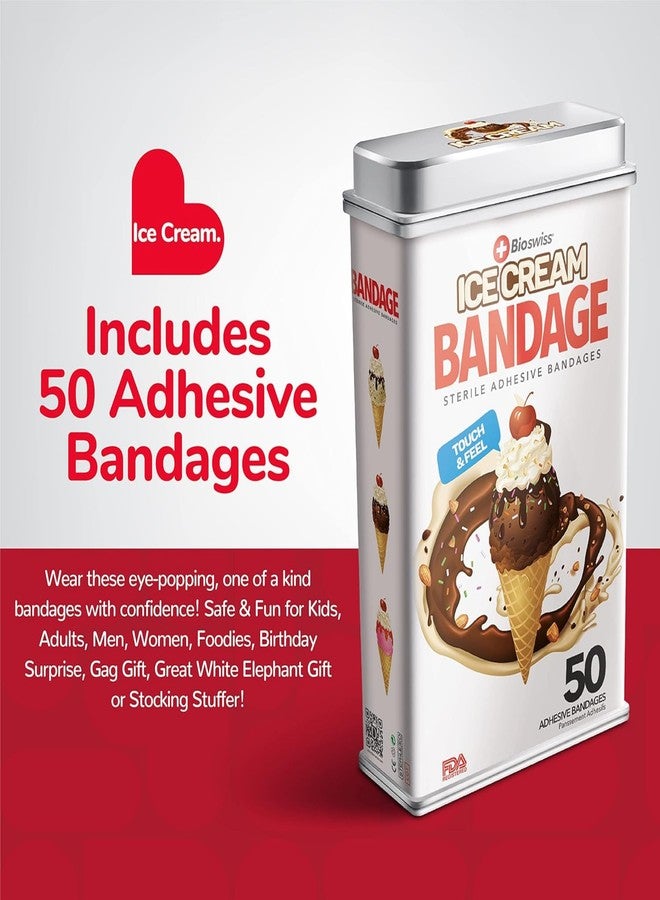 BioSwiss Bandages, Ice Cream Shaped Self Adhesive Bandage Set, Latex Free, Sterile Wound Care, 50 Count - Image 2